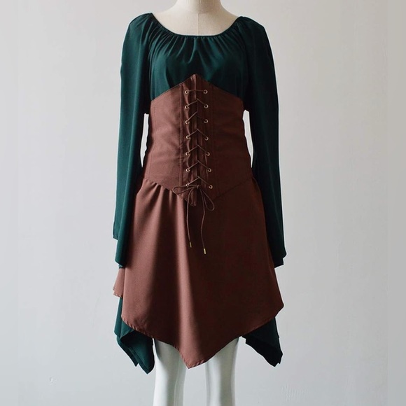 Women's Renaissance Corset Dress Traditional Classic Irish Viking Dress Flare Md - Picture 1 of 9